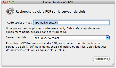 Recherche de clefs PGP