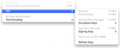 PGP submenu