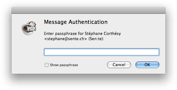 Message Authentication panel