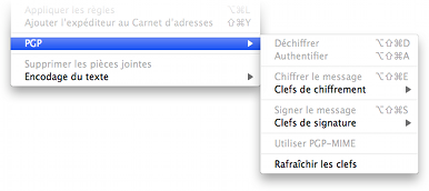 Sous-menu PGP